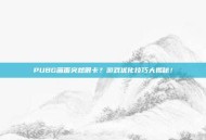 PUBG画面突然很卡？游戏优化技巧大揭秘！
