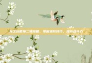 龙之谷箭神二转攻略，掌握进阶技巧，提升战斗力