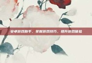 安卓游戏助手，掌握游戏技巧，提升游戏体验