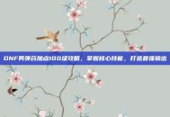 DNF男弹药加点100级攻略，掌握核心技能，打造最强输出