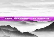 掌握技巧，畅游英雄联盟日服——新手入门与进阶攻略