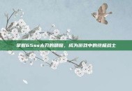 掌握65ss太刀的精髓，成为游戏中的终极战士