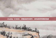 Zeddy CSGO，掌握战术与技巧，成为游戏中的佼佼者
