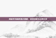 揭秘司马懿的鬼才策略，游戏攻略与心得分享