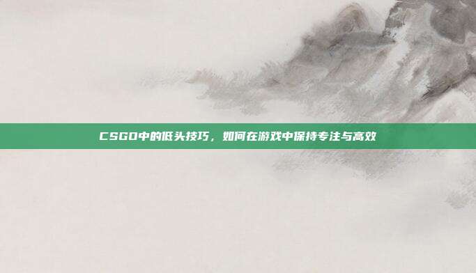 CSGO中的低头技巧,如何在游戏中保持专注与高效