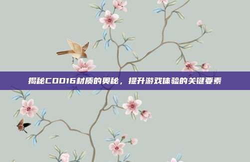 揭秘COD16材质的奥秘,提升游戏体验的关键要素