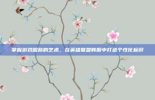 掌握游戏昵称的艺术，在英雄联盟韩服中打造个性化标识