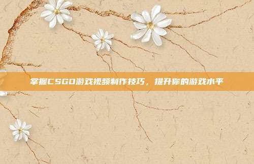 掌握CSGO游戏视频制作技巧，提升你的游戏水平