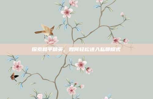 探索和平精英，如何轻松进入私聊模式
