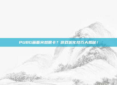 PUBG画面突然很卡？游戏优化技巧大揭秘！