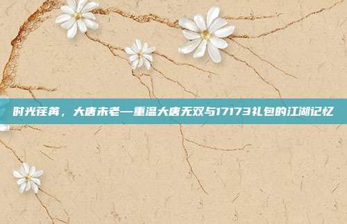 时光荏苒，大唐未老—重温大唐无双与17173礼包的江湖记忆
