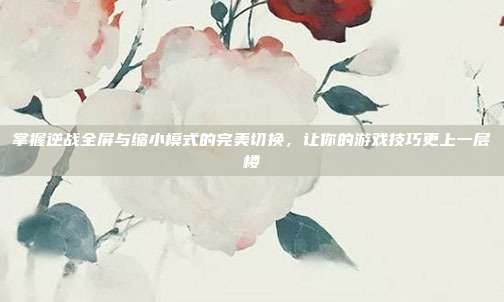 掌握逆战全屏与缩小模式的完美切换,让你的游戏技巧更上一层楼