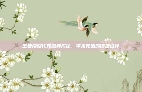 王者荣耀代充服务揭秘,苹果充值的便捷选择
