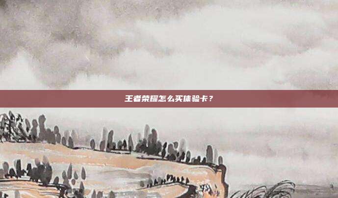 王者荣耀怎么买体验卡?