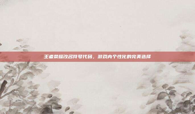 王者荣耀改名符号代码,游戏内个性化的完美选择