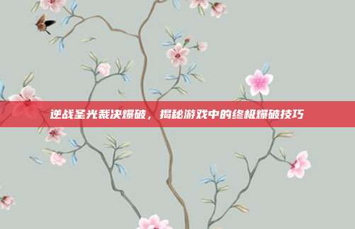 逆战圣光裁决爆破,揭秘游戏中的终极爆破技巧