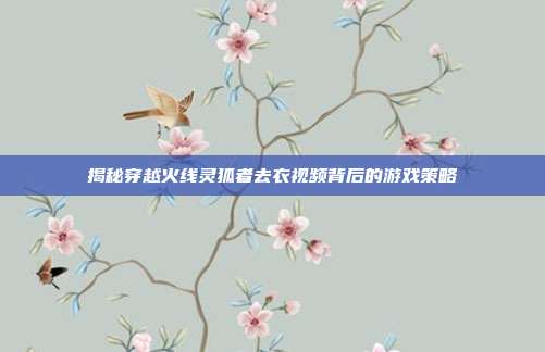 揭秘穿越火线灵狐者去衣视频背后的游戏策略