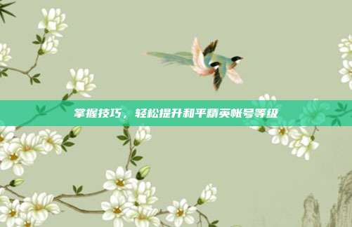 掌握技巧,轻松提升和平精英帐号等级