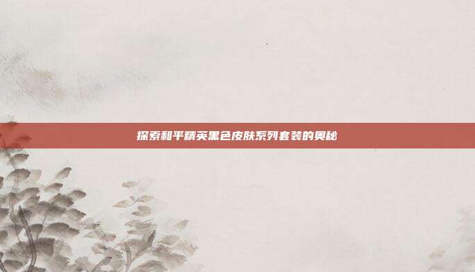 探索和平精英黑色皮肤系列套装的奥秘