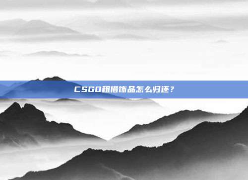 CSGO租借饰品怎么归还?