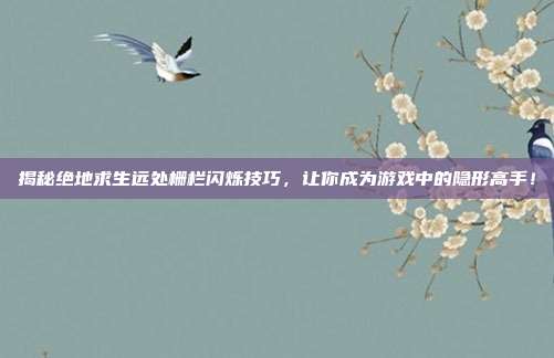 揭秘绝地求生远处栅栏闪烁技巧，让你成为游戏中的隐形高手！
