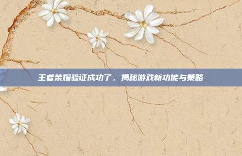 王者荣耀验证成功了,揭秘游戏新功能与策略