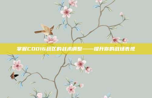 掌握COD16战区的战术调整——提升你的战场表现