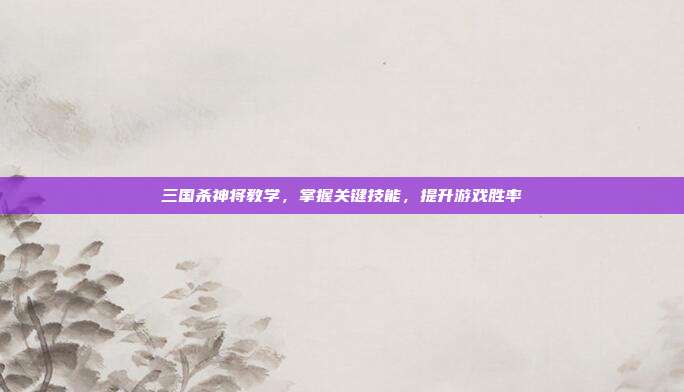 三国杀神将教学,掌握关键技能,提升游戏胜率
