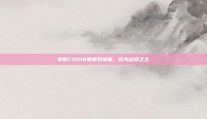 掌握COD16硫磺石情报,成为战场之王