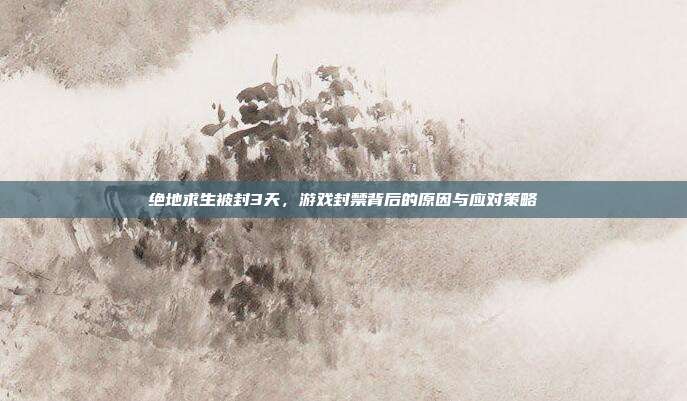 绝地求生被封3天,游戏封禁背后的原因与应对策略
