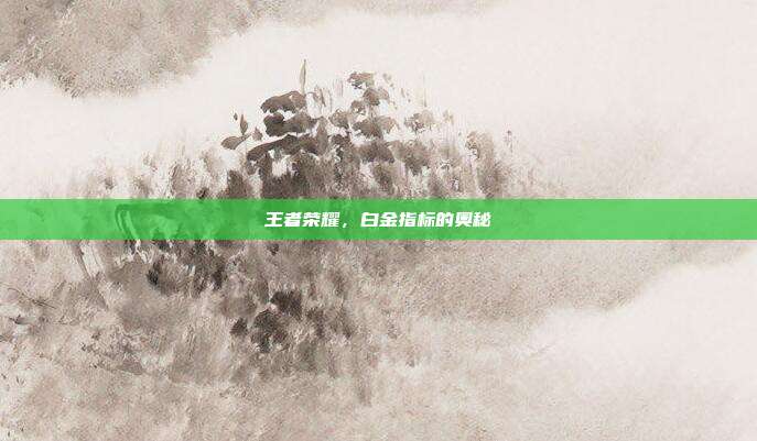 王者荣耀,白金指标的奥秘