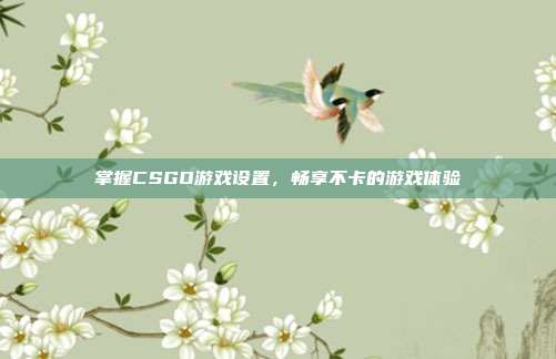 掌握CSGO游戏设置,畅享不卡的游戏体验
