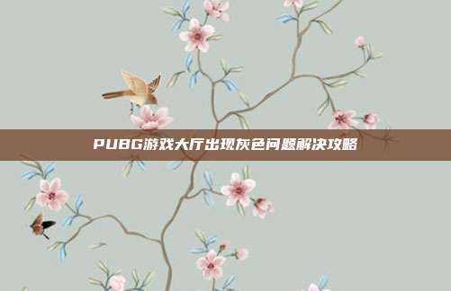 PUBG游戏大厅出现灰色问题解决攻略