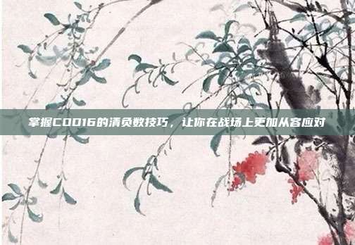 掌握COD16的清负数技巧,让你在战场上更加从容应对