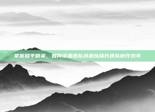 掌握和平精英,如何设置团队消息以提升团队协作效率