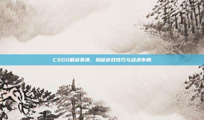 CSGO解说吴涛，揭秘游戏技巧与战术布局