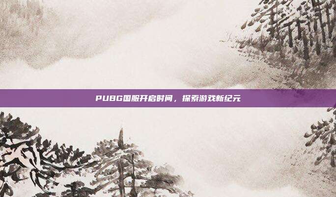 PUBG国服开启时间,探索游戏新纪元