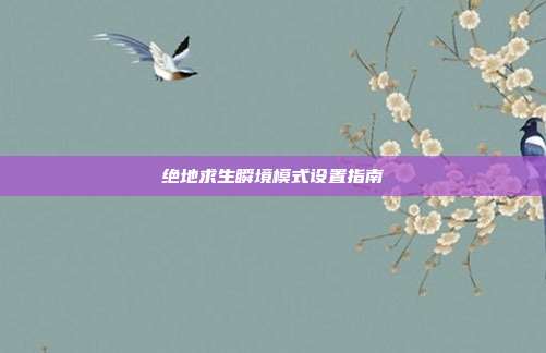 绝地求生瞬境模式设置指南