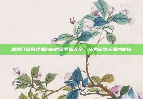 掌握口袋妖怪黑白2的金手指大全,成为游戏大师的秘诀