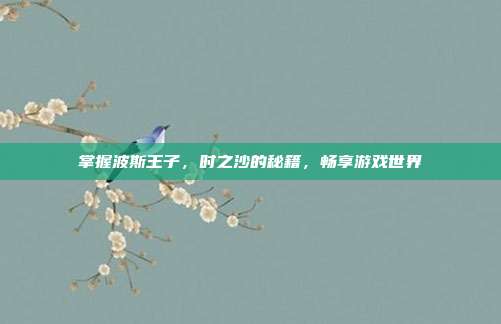 掌握波斯王子，时之沙的秘籍，畅享游戏世界