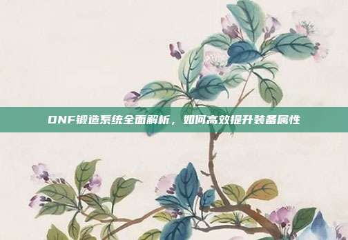 DNF锻造系统全面解析,如何高效提升装备属性
