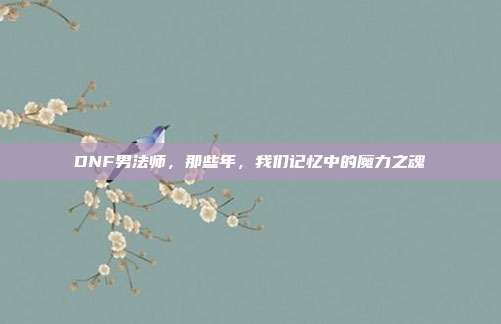 DNF男法师,那些年,我们记忆中的魔力之魂