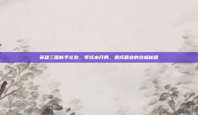 英雄三国新手礼包，零成本开局，速成霸业的终极秘籍