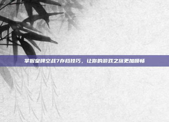 掌握皇牌空战7存档技巧，让你的游戏之旅更加顺畅