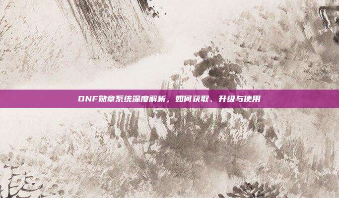 DNF勋章系统深度解析,如何获取、升级与使用