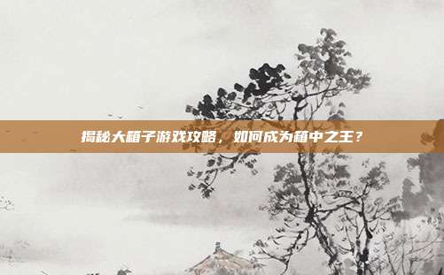 揭秘大箱子游戏攻略,如何成为箱中之王?