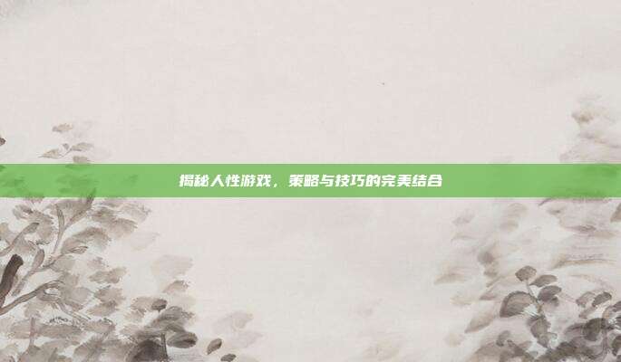 揭秘人性游戏,策略与技巧的完美结合