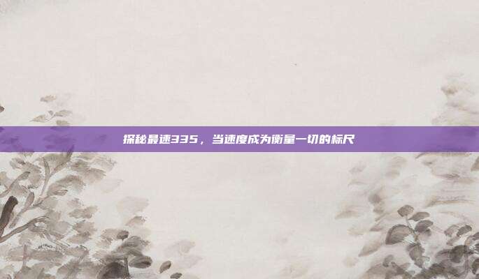 探秘最速335，当速度成为衡量一切的标尺