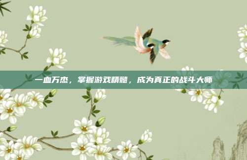 一血万杰,掌握游戏精髓,成为真正的战斗大师