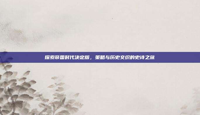探索帝国时代决定版，策略与历史交织的史诗之旅